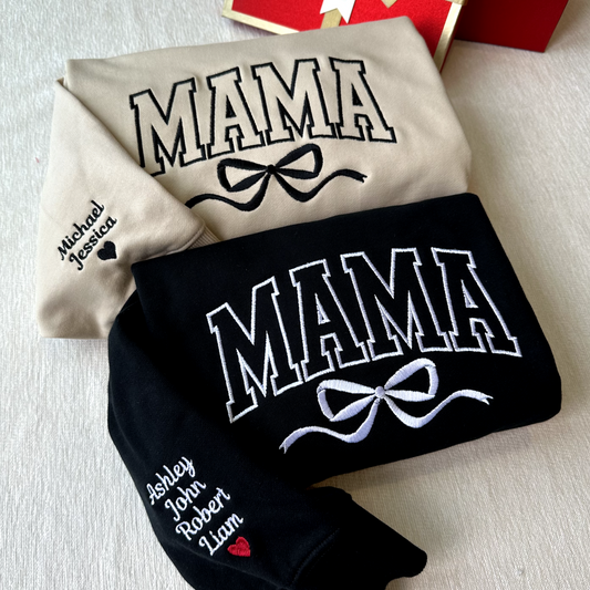 50% OFF🎄Custom Bow College Mama Sweatshirt🎀Hoodie