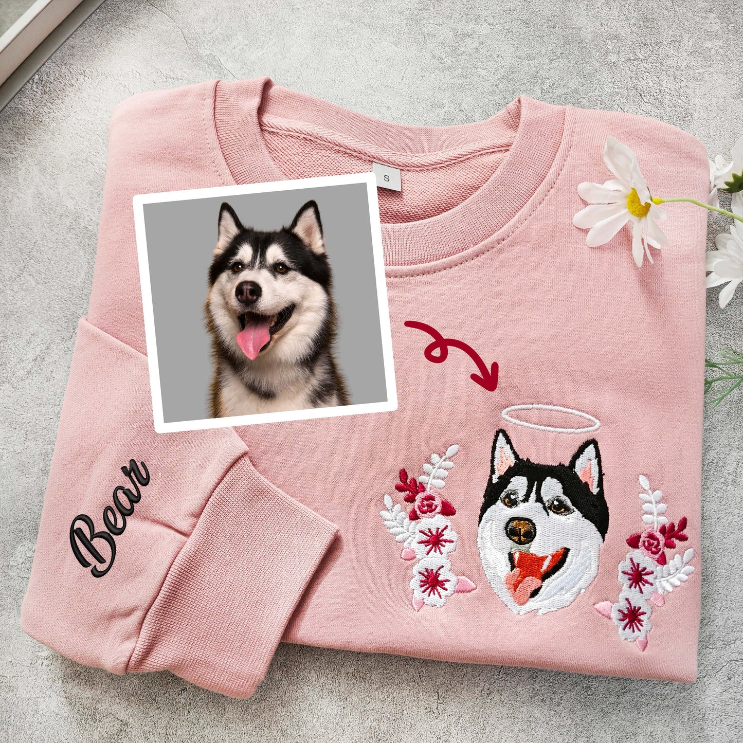 50% OFF🌺Custom Hoodie/Sweatshirt with Pet Portrait Flower